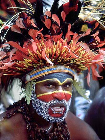 Headhunter warrior of Papua New Guinea